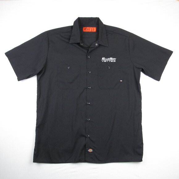 Badboy Vettes Dickies Men's XL Work Shirt Black Short Sleeve Embroidered - Picture 1 of 7